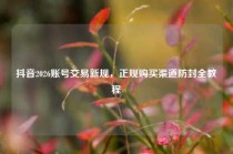 抖音2026账号交易新规，正规购买渠道防封全教程