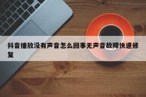 抖音播放没有声音怎么回事无声音故障快速修复