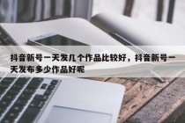 抖音新号一天发几个作品比较好，抖音新号一天发布多少作品好呢