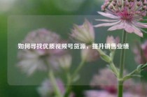 如何寻找优质视频号货源，提升销售业绩