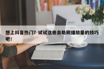 想上抖音热门？试试这些自助刷播放量的技巧吧！