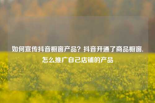 如何宣传抖音橱窗产品?抖音开通了商品橱窗,怎么推广自己店铺的产品